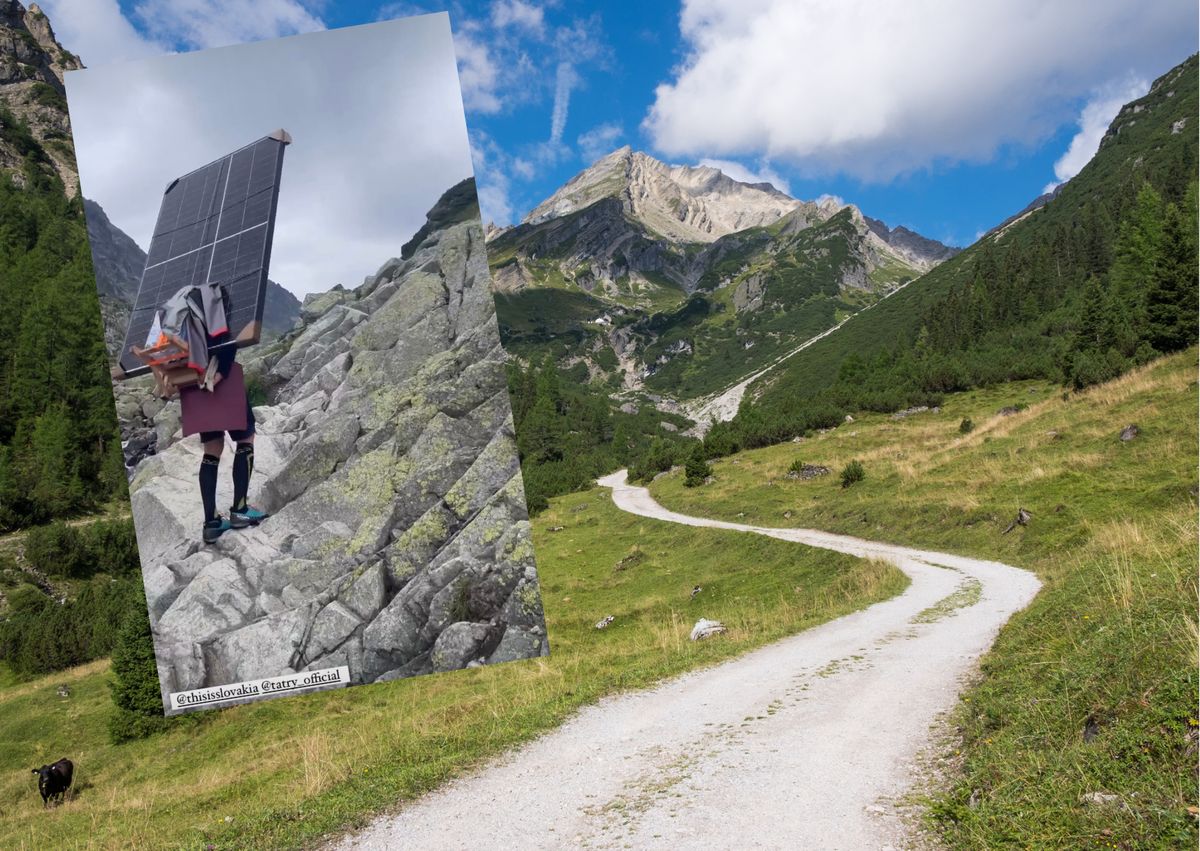 Turysta wnosił panel fotowoltaiczny do słowackiego schroniska górskiego 