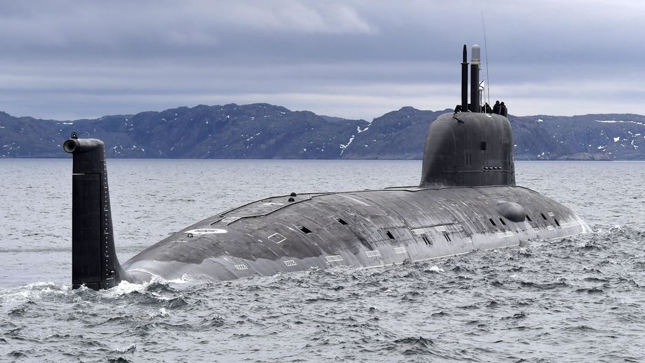MURMANSK REGION, RUSSIA - JUNE 1, 2021: The Project 885 Yasen class Kazan nuclear submarine arrives at its permanent deployment base of the Russian Navy Northern Fleet in Severomorsk on Russia's Arctic coast. Lev Fedoseyev/TASS (Photo by Lev Fedoseyev\TASS via Getty Images)