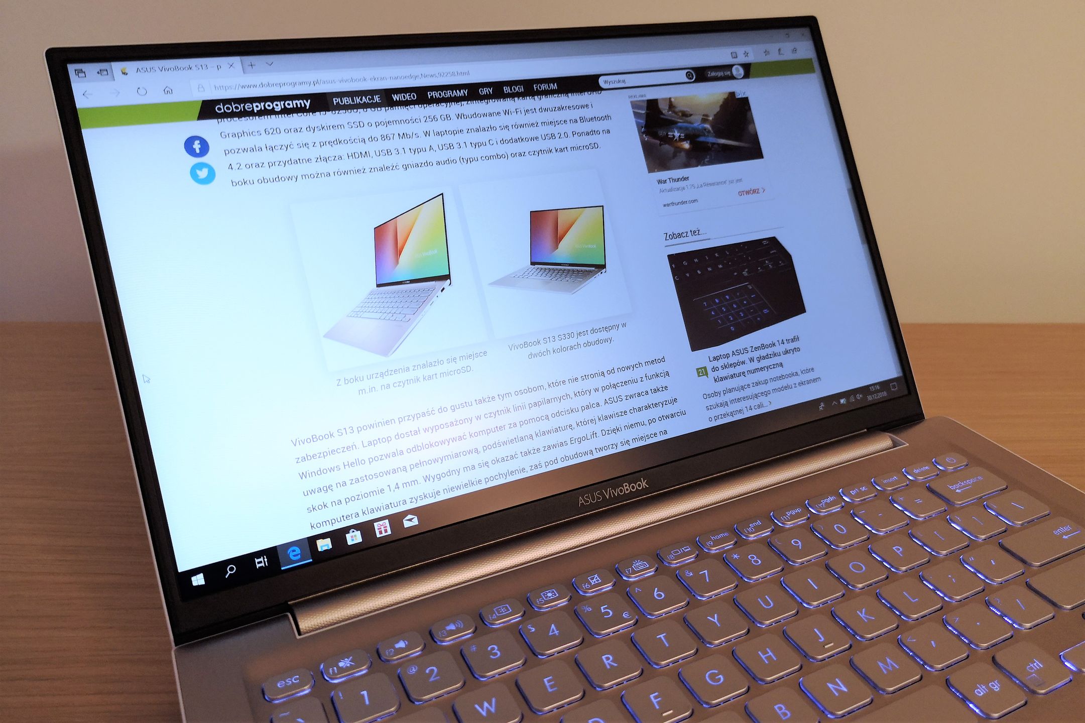 ASUS VivoBook S13 – test pierwszego laptopa z ekranem NanoEdge 8