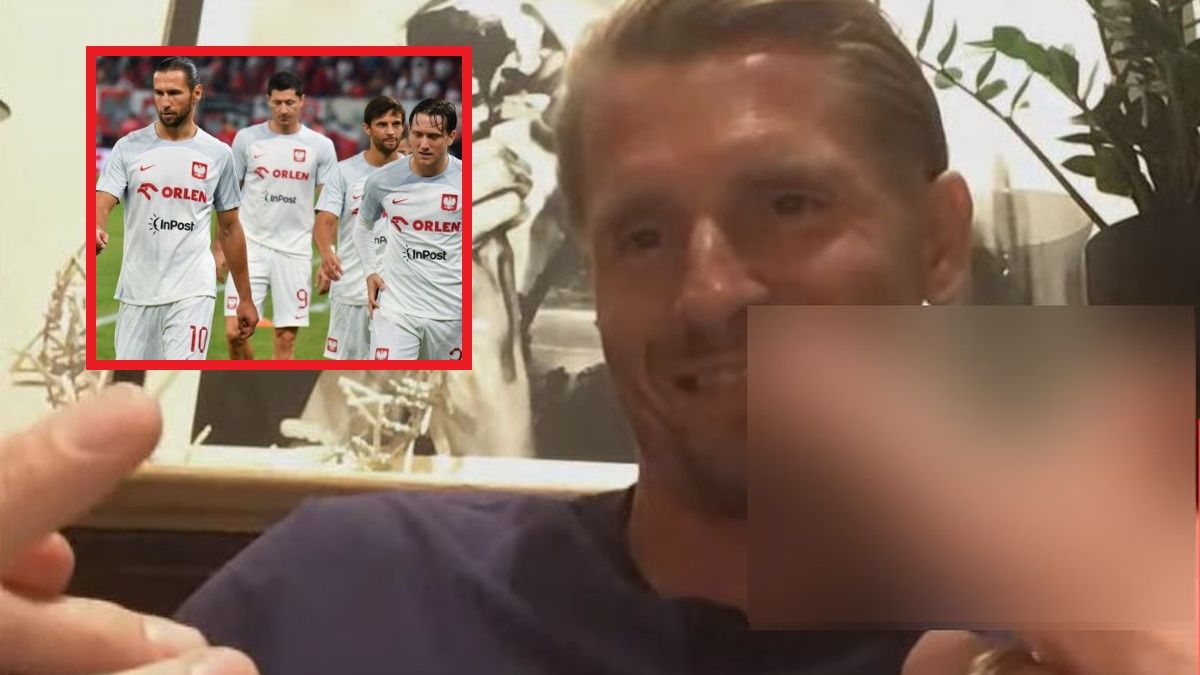 Na zdjęciu: Artur Wichniarek, w ramce piłkarze reprezentacji Polski (PAP/Leszek Szymański)