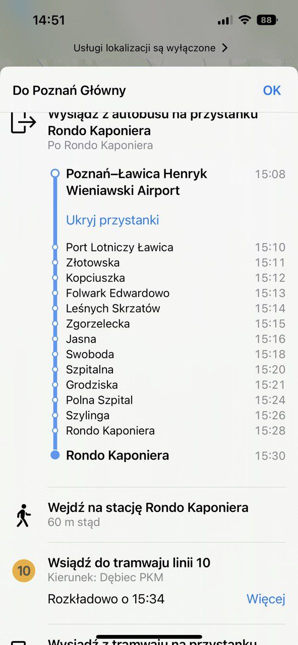 Mapy Apple transport publiczny