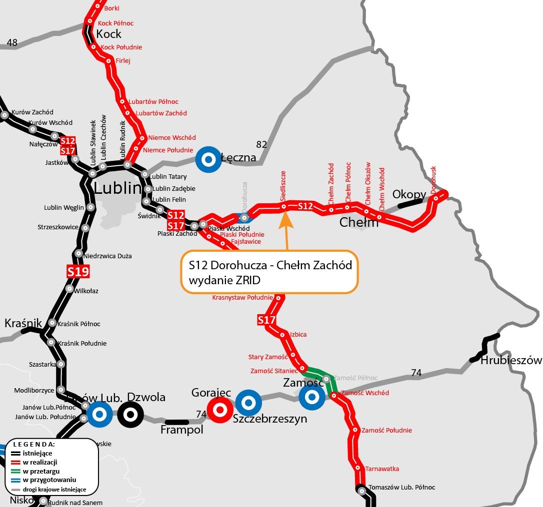 Trasa S12 - mapa realizacji