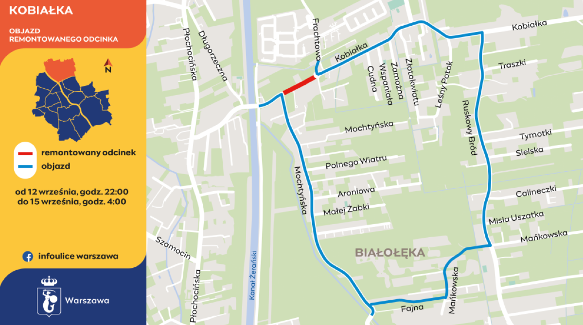 Warszawa: Weekendowy remont ulicy Kobiałka na Białołęce