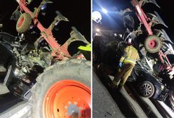 Kierowca wjechał w ciągnik. "Auto wbiło się w pług"