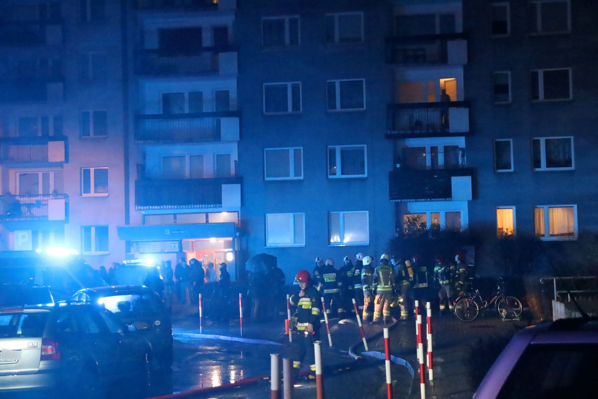 Do pożaru doszło około godziny 19 w bloku przy ul. Batalionu "Zośka" w Opolu (Fot. PAP/Krzysztof Świderski)