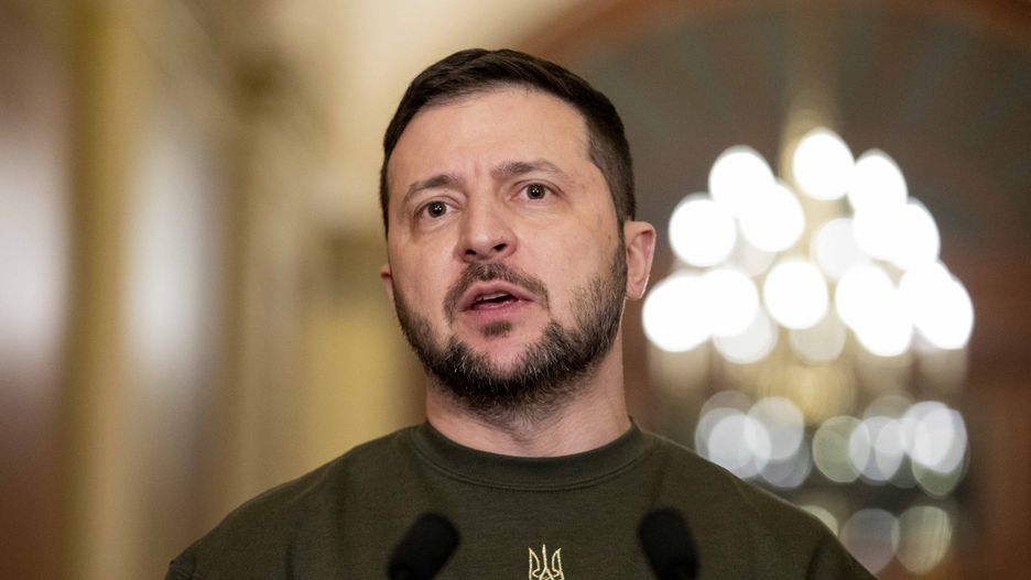 WASHINGTON, D.C. - DECEMBER 21: Ukrainian President Volodymyr Zelensky speaks alongside House Speaker Nancy Pelosi, D-CA, at the U.S. Capitol in Washington, D.C. on December 21, 2022.  (Amanda Andrade-Rhoades/For The Washington Post via Getty Images)