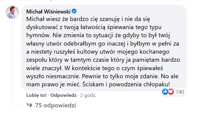 Komentarz na profilu Michała Szpaka