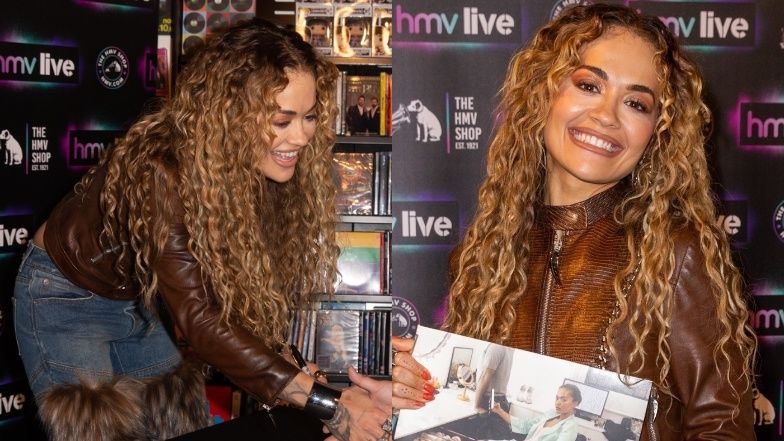 Rita Ora w spodniach z futra