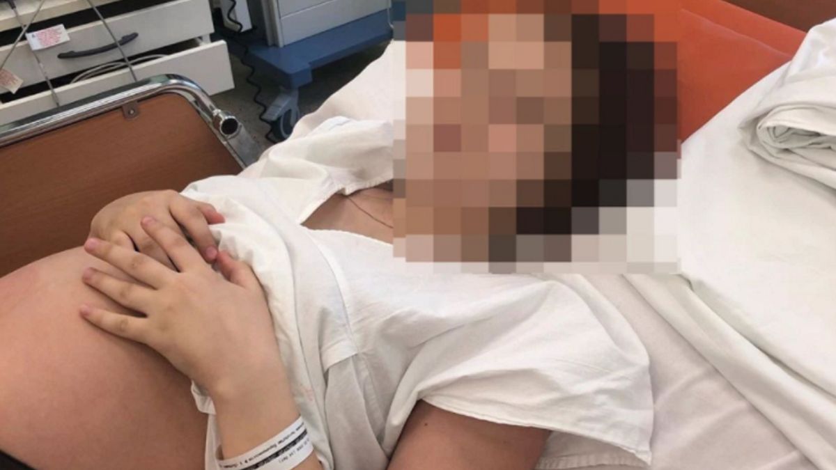 Daria Sudnishnikova na sali porodowej przed urodzeniem swojej pierwszej córki