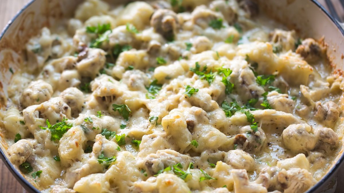 Gnocchi z kurczakiem i pieczarkami