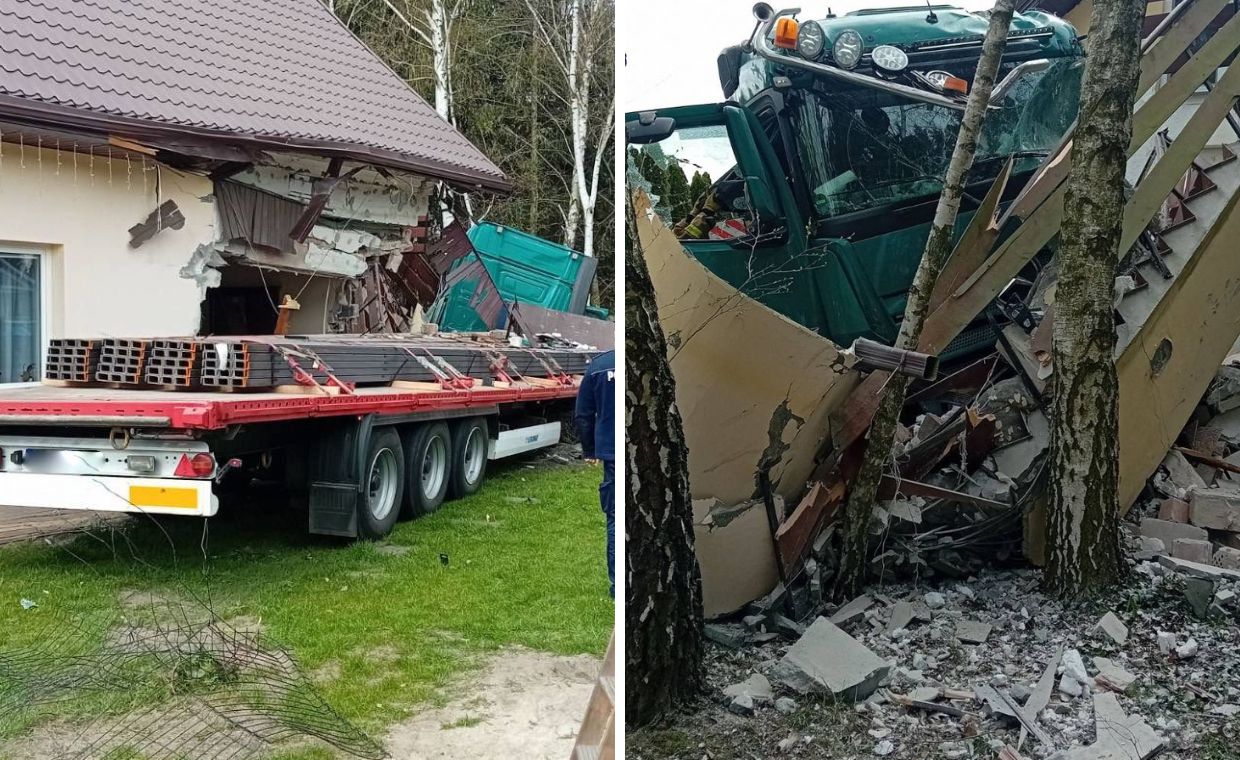 Wbił się w dom. Kierowca ciężarówki nie żyje