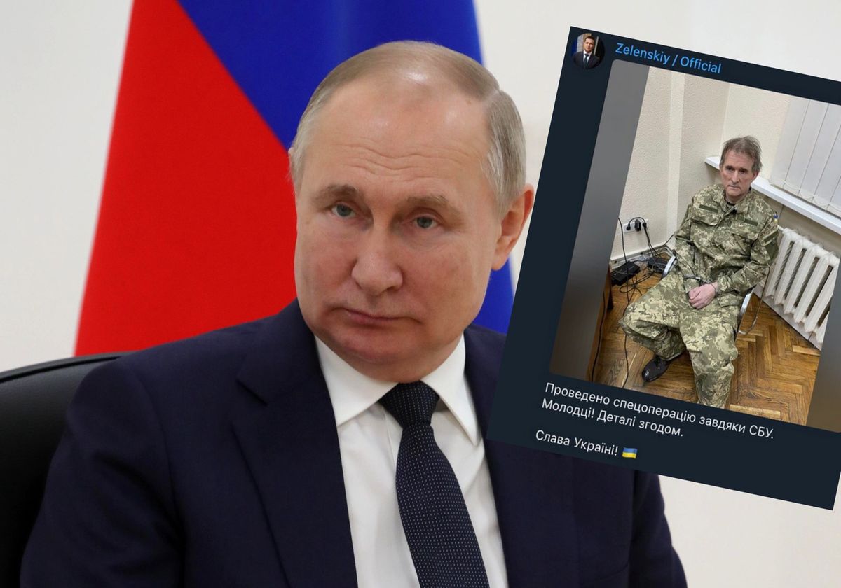 Władimir Putin i rosyjski oligarcha Wiktor Medwedczuk schwytany przez służby bezpieczeństwa Ukrainy 