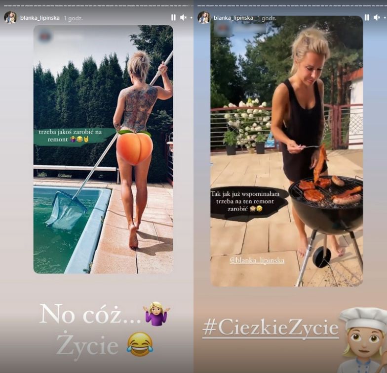 Blanka Lipińska nago czyści basen