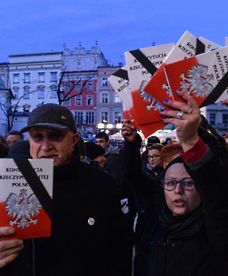 Protest KOD w czasie spotkania Dudy z amerykańskimi senatorami