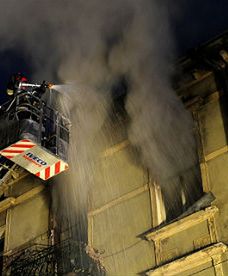 Pożar bloku w Przemyślu