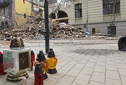 Rozbiórka zawalonej kamienicy w Katowicach
