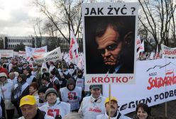 Związkowcy "Solidarności" przed sejmem