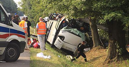 Wypadek autobusu na obwodnicy Garwolina