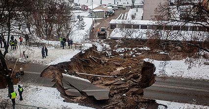 Gigantyczne osuwisko w centrum Ostrowca Świętokrzyskiego