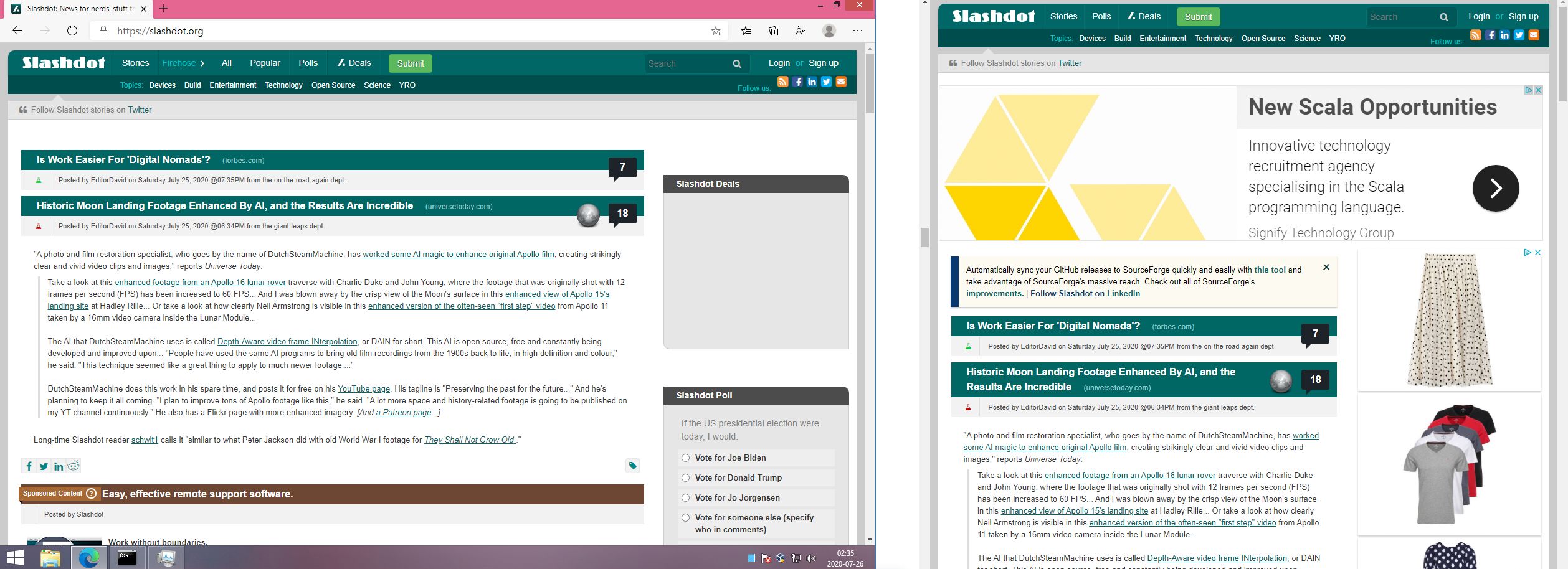 Slashdot bez reklam i analizatorów jest całkiem sympatyczny
