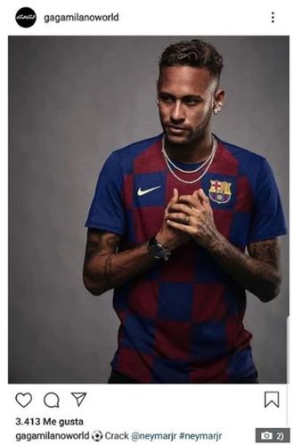 Zrzut ekranu za The Sun ze zdjęcia z Neymarem w koszulce Barcelony na profilu sponsora Brazylijczyka