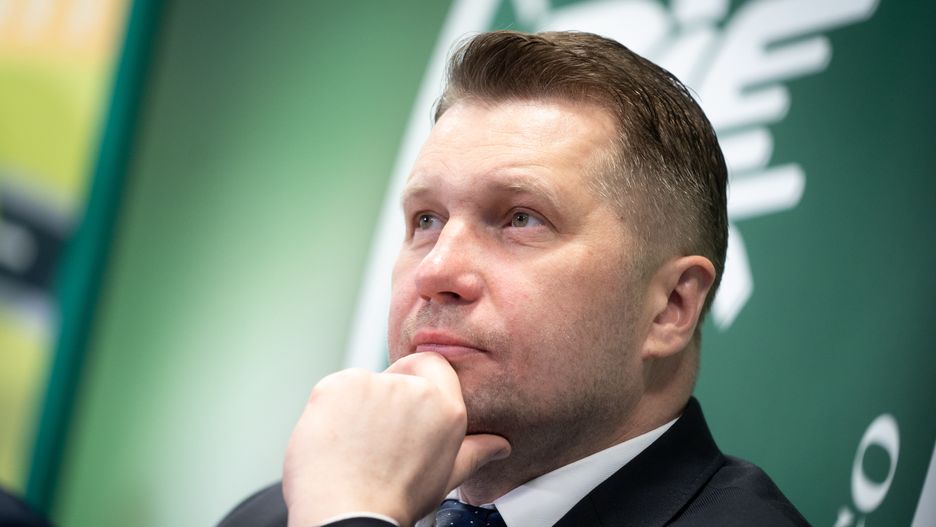 Polish minister of education Przemyslaw Czarnek during the online educational meeting on the basic principles of road safety for children from Ukraine in Warsaw, Poland on April 21, 2022 (Photo by Mateusz Wlodarczyk/NurPhoto via Getty Images)