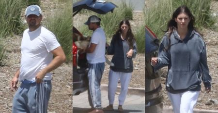 "Dresiarscy" Leonardo DiCaprio i jego 22-letnia ukochana wychodzą z psem na spacer (ZDJĘCIA)