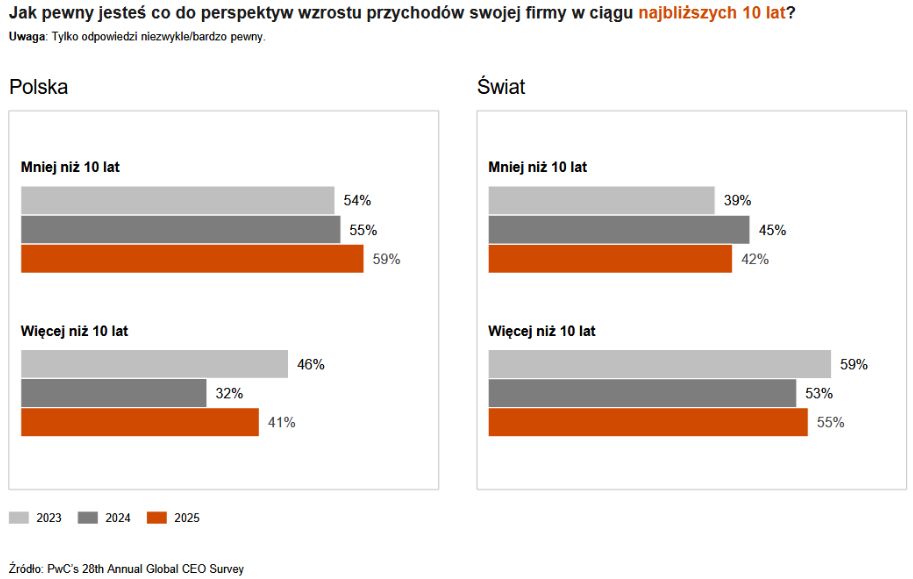 59 proc. polskich prezesów boi się o przychody po 10 latach