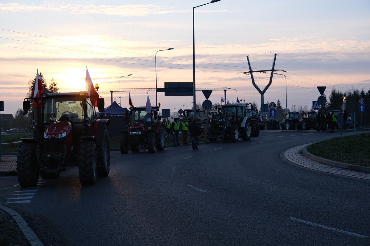 Protest rolników w Maryninie/Stasinie przy węźle Lublin Węglin