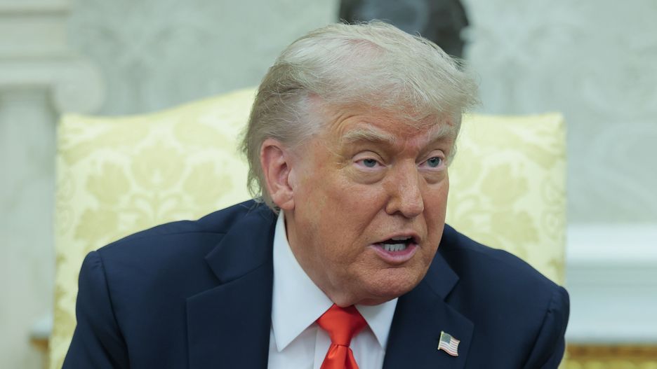 WASHINGTON, DC - JUNE 05: U.S. President Donald Trump delivers remarks during a meeting with German Chancellor Friedrich Merz in the Oval Office at the White House on June 05, 2025 in Washington, DC. Merz, who is visiting Washington for the first time since becoming Germany’s chancellor in May, is participating in an Oval Office meeting and working lunch with President Trump and is expected to discuss the conflict in Ukraine as well as tariffs and trade. (Photo by Anna Moneymaker/Getty Images)