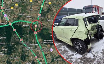 Potężny karambol na A1. Są ranni