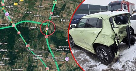 Potężny karambol na A1. Jedna osoba w szpitalu