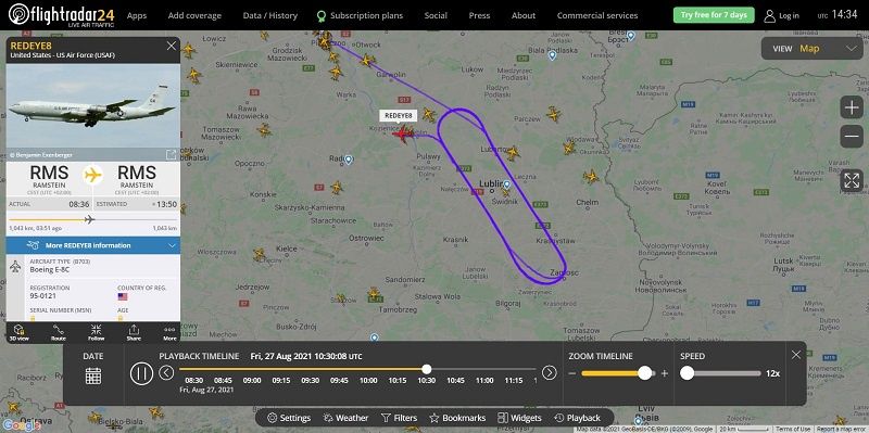 Samolot U.S. Air Force nad województwem lubelskim 27.08.2021