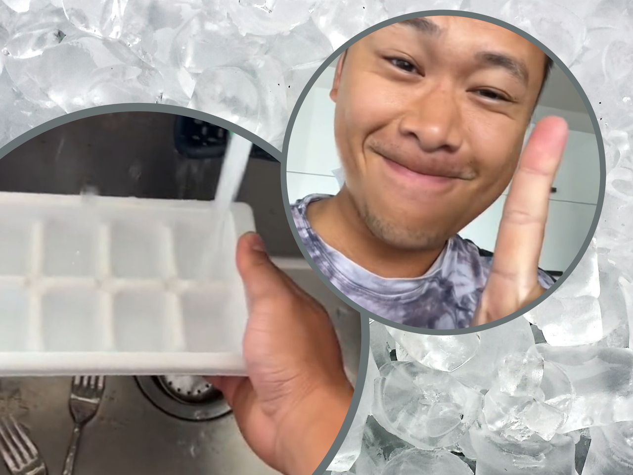 "Kaskadowy" sposób na kostki lodu. Wodę do formy wlewaj w ten sposób