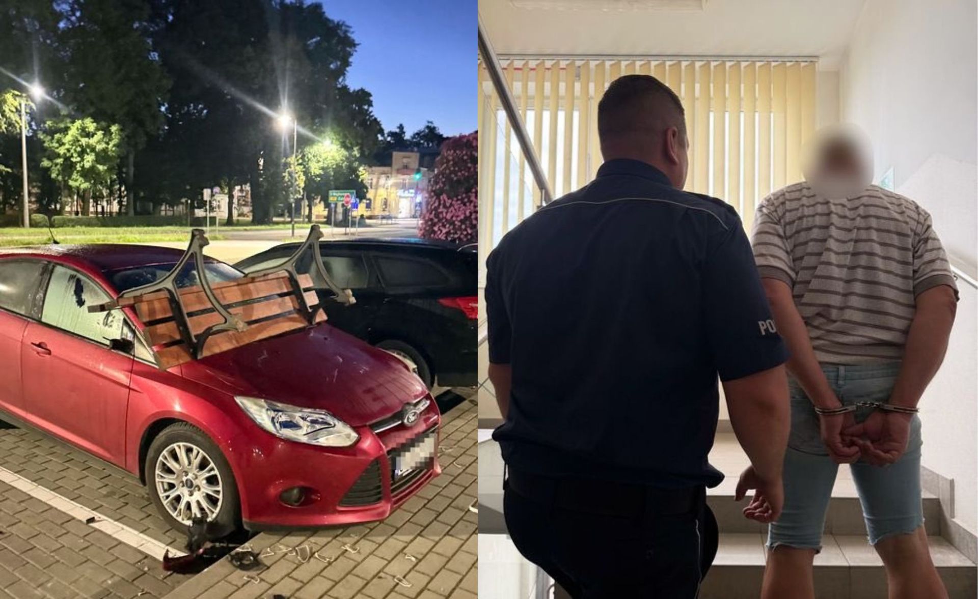 Nocny wandalizm w Kartuzach: Jak policja zatrzymała nietrzeźwego sprawcę zniszczenia dwóch aut