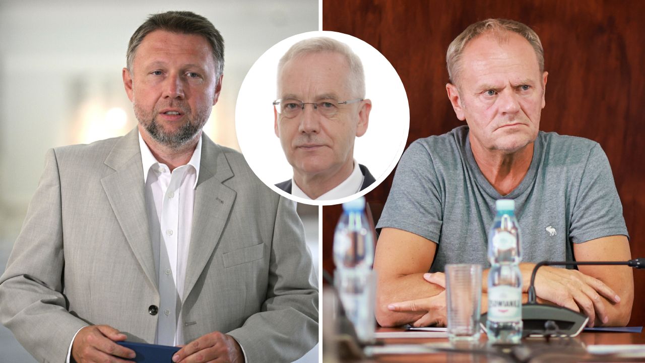 Jerzy Widzyk (w środku), Marcin Kierwiński i Donald Tusk