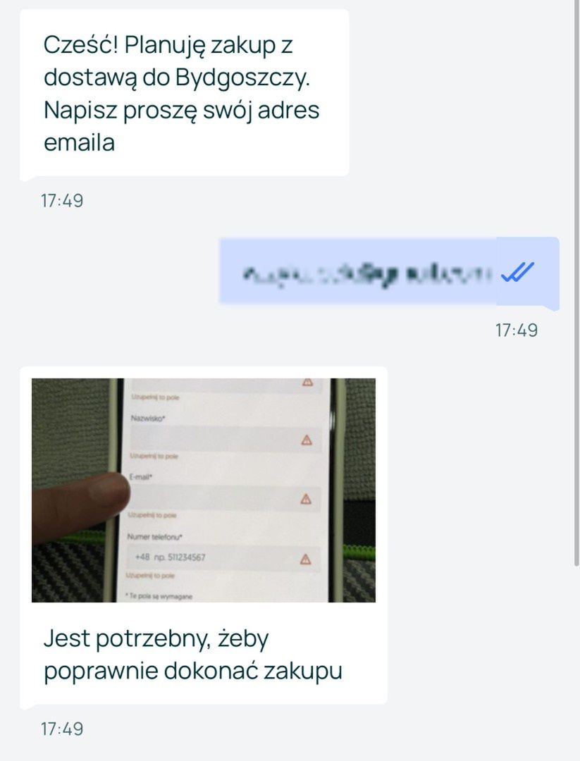 Rozmowa z botem na czacie OLX