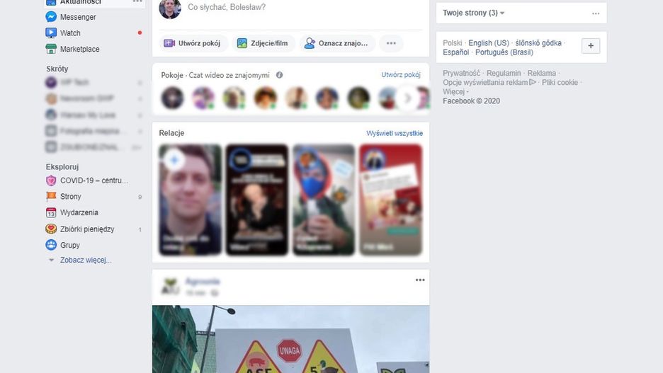 Stary wygląd Facebooka