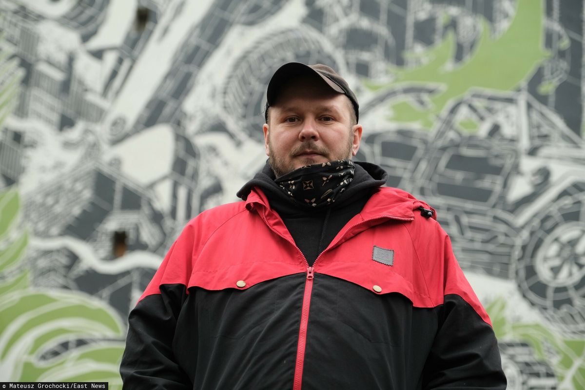 Mariusz Waras stworzył mural w ramach solidarności z Ukrainą