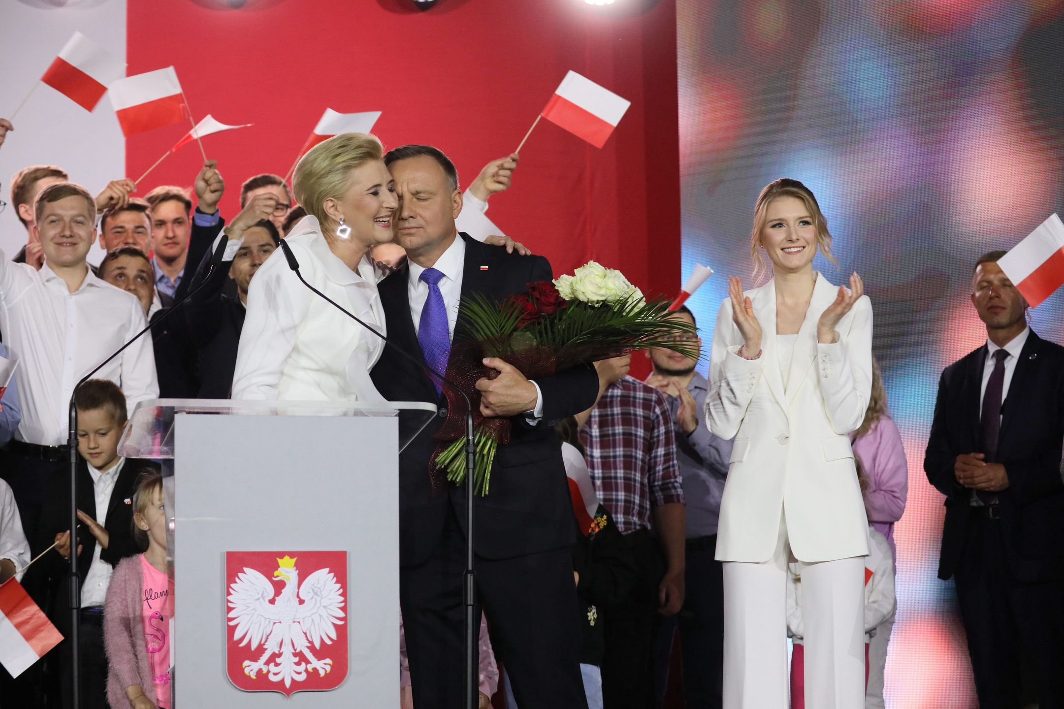 Agata i Kinga Duda na wieczorze wyborczym Andrzeja Dudy