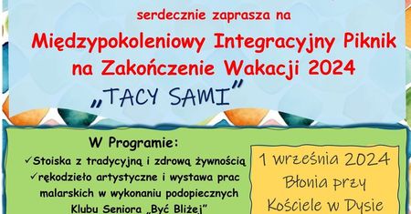 Piknik na zakończenie wakacji w Dysie 2024. Potańcówka z zespołem Maciejowa Kapela. Zobacz godzinowy program