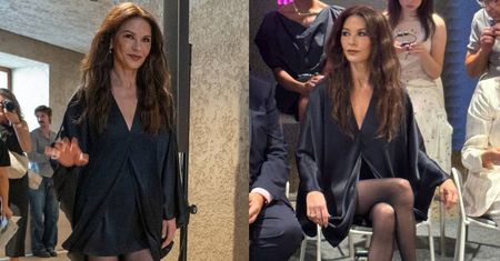 Catherine Zeta-Jones i jej ZGRABNE NOGI przyciągają wzrok na konferencji prasowej serialu "Kill Jackie" (ZDJĘCIA)