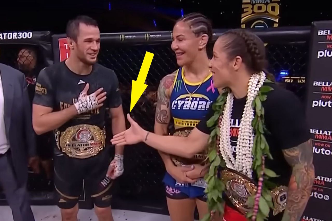 In the photo from the left: Usman Nurmagomedov, Cris Cyborg, and Liz Carmouche.