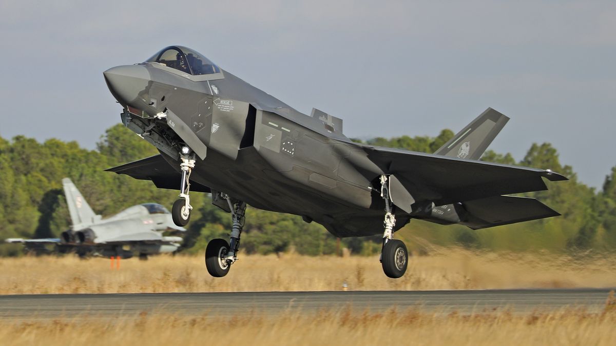 The Lockheed Martin F-35A Lightning II of the Italy Air Force takes off from Los Llanos military air base during the Tactical Leadership Programme in Albacete, Spain, on November 21, 2024. (Photo by Joan Valls/Urbanandsport/NurPhoto via Getty Images)