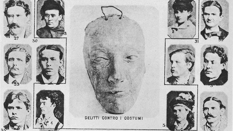 Tak zwane typy lombrozowskie. Według wpływowego włoskiego kryminologa (zm. w 1909 roku) rysom twarzy ściśle odpowiadały konkretne zwyrodnienia, choroby umysłowe