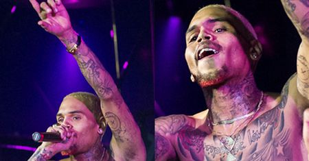 Chris Brown bez koszulki!