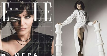 Helena Christensen jako żywy pionek w sesji dla rosyjskiego "Elle"