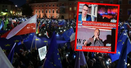 TVP Info relacjonuje manifestację. Na paskach atak na Tuska i "Targowica"
