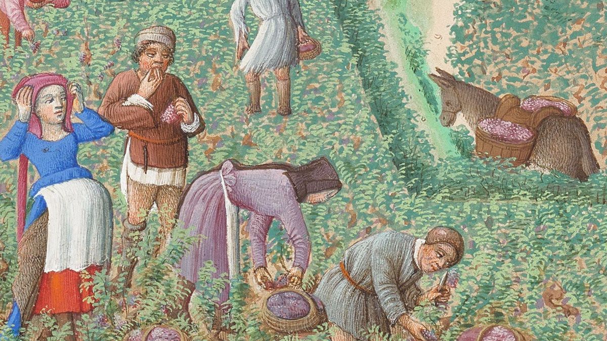 Miesiąc wrzesień na karcie kalendarzowej z XIV-wiecznego kodeksu