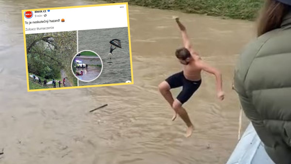 Mężczyzna skoczył do wezbranej rzeki. Czeskie służby apelują, aby nie ryzykowali własnego życia